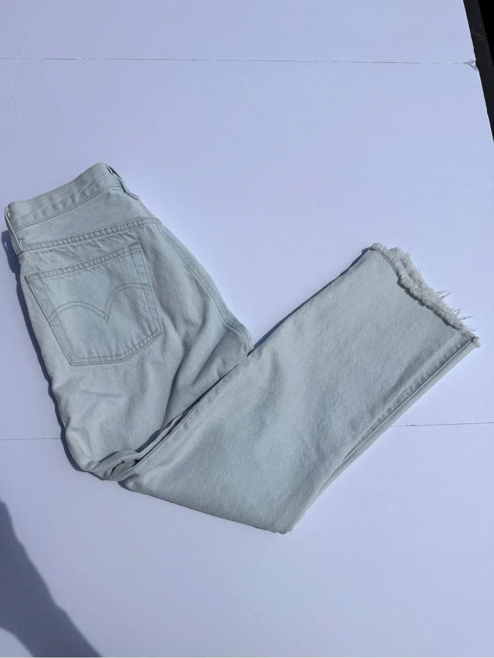 Levi's 501 Premium Light Blue Raw Hem Crop Button Fly Jeans W26 L26